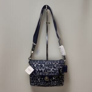 NWT Coach Op Art Metallic Swingpack Crossbody F48302 SV/Navy